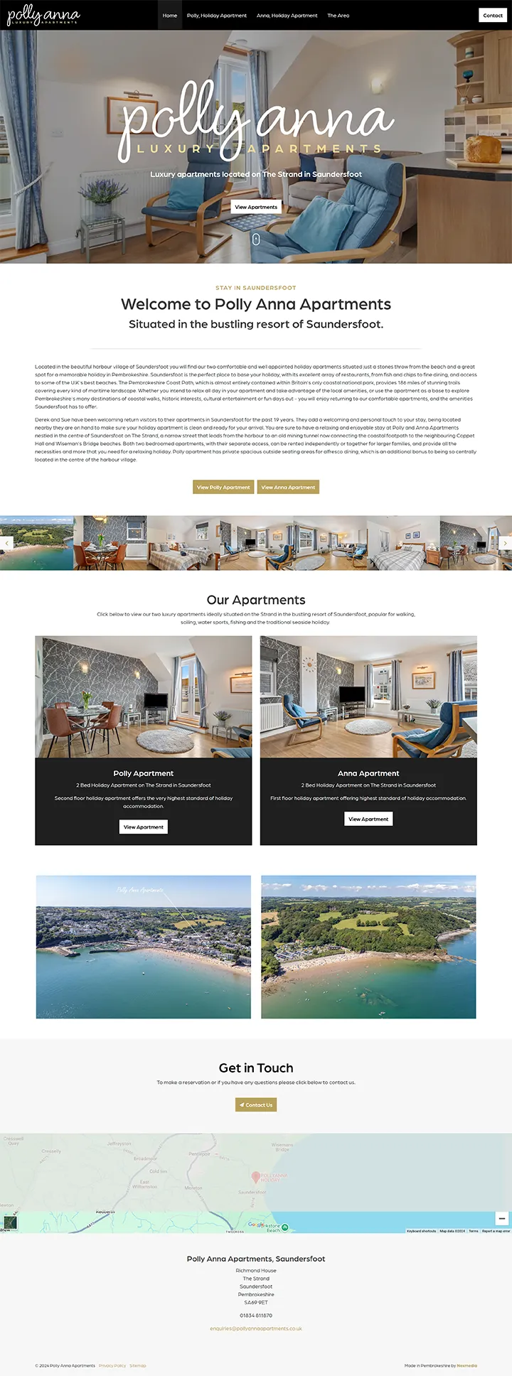 New Release: Polly Anna Apartments Saundersfoot Web Design